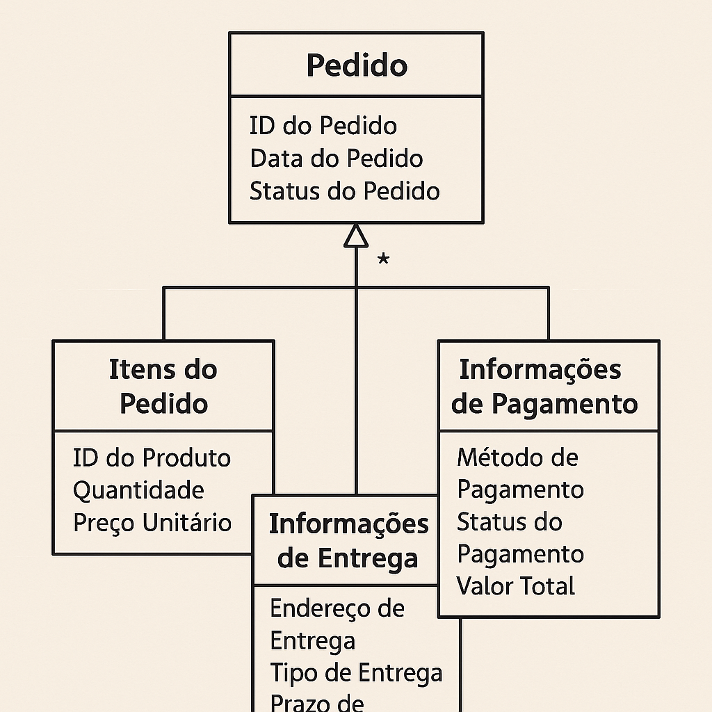 Estrutura de um Agregado no Domain-Driven Design (DDD), mostrando a Raiz e seus elementos constituintes.